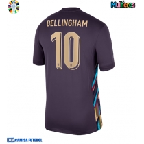 Camisa de Futebol Inglaterra Jude Bellingham #10 Equipamento Secundário Mulheres Europeu 2024 Manga Curta